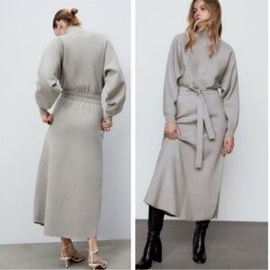 Zara Textured Knit Sweater Maxi Dress S